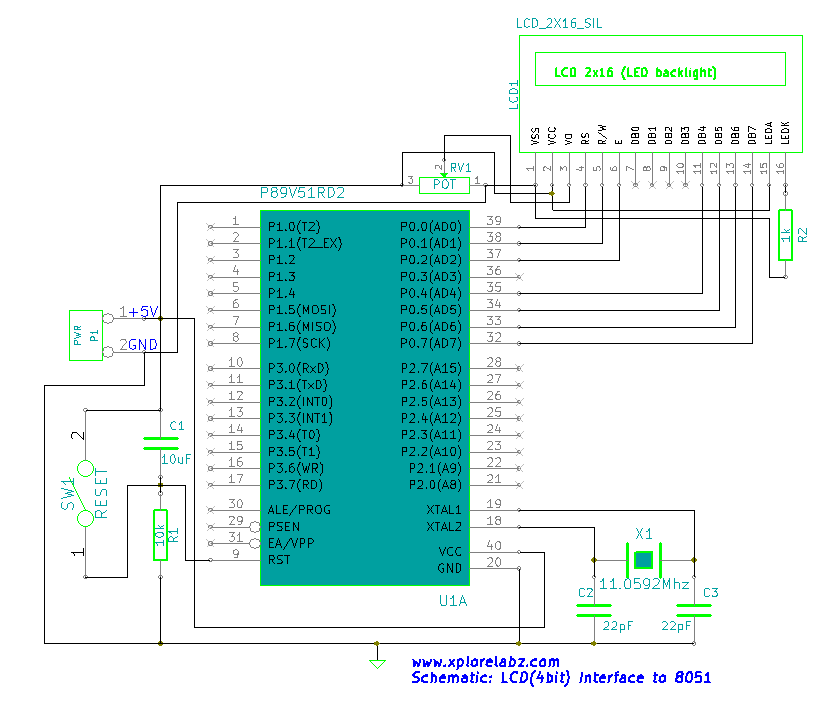 Fig 4: Schematic LCD 4 bit mode